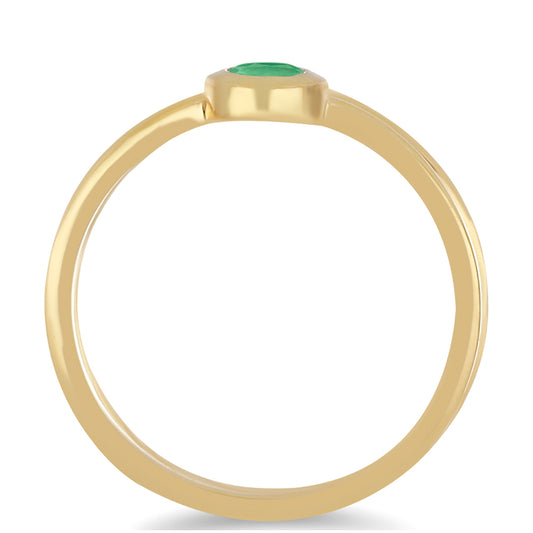Anillo de Plata Bañada en Oro con Esmeralda de Brasil