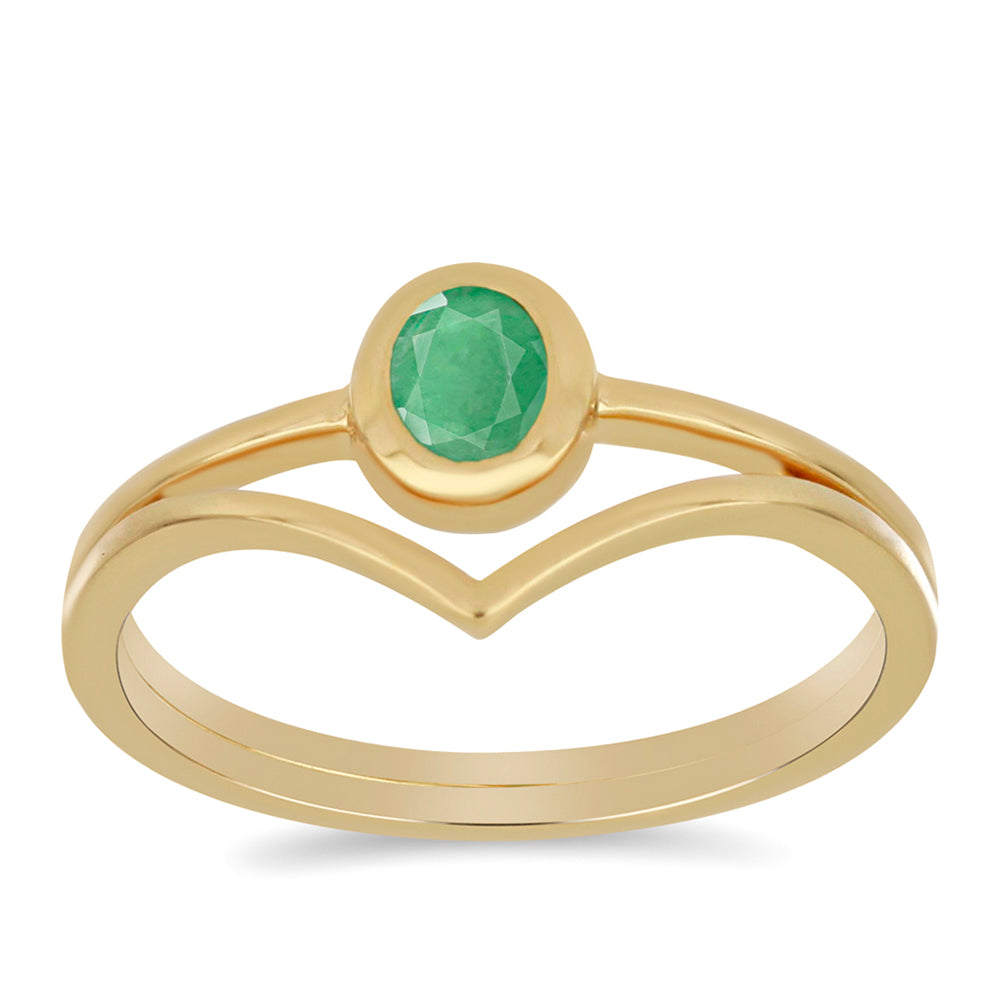 Anillo de Plata Bañada en Oro con Esmeralda de Brasil 3 