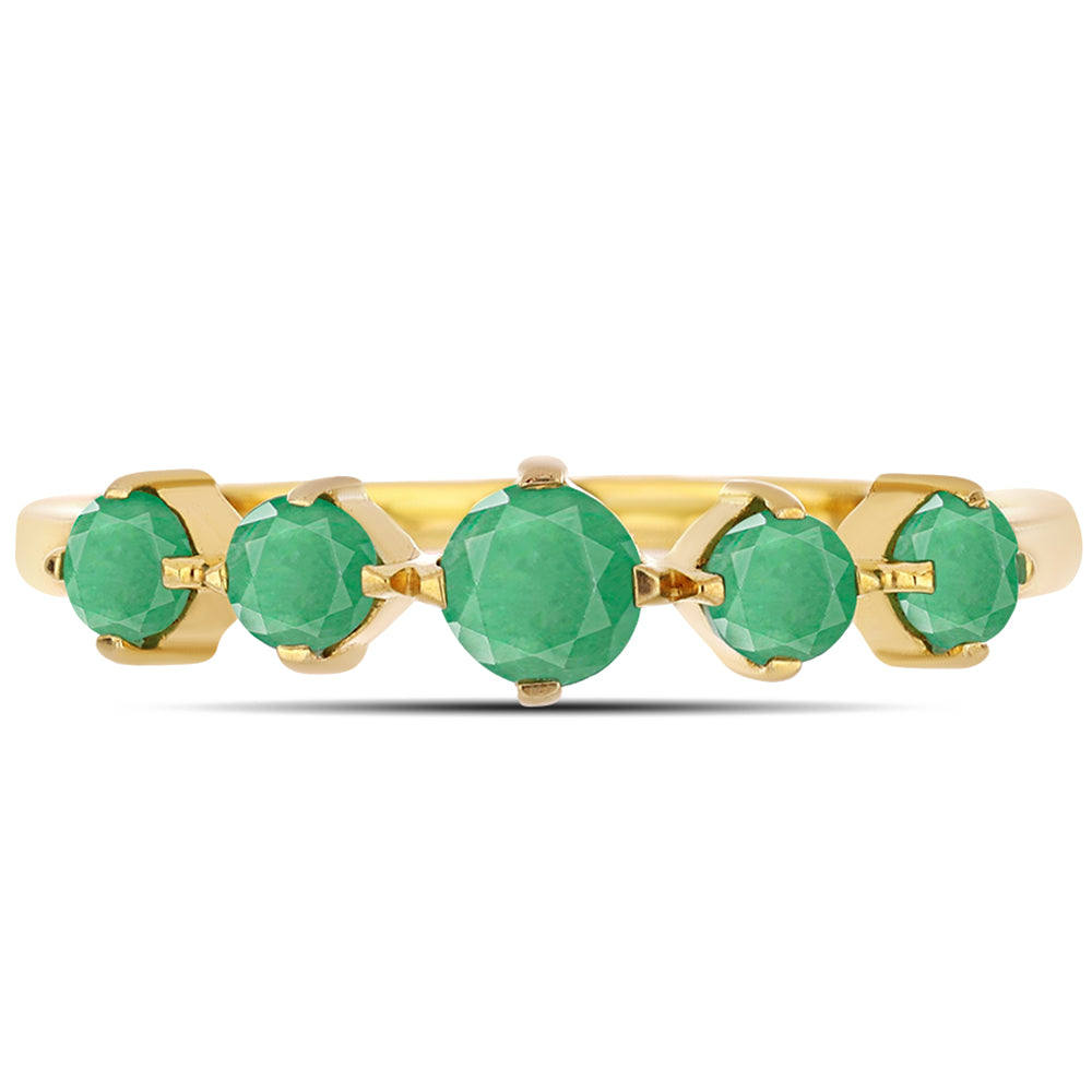 Anillo de Plata Bañada en Oro con Esmeralda de Brasil 1 