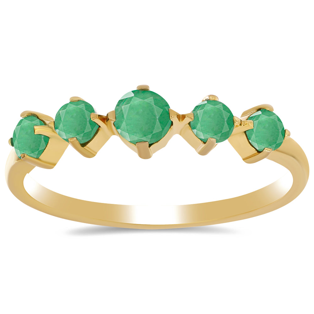 Anillo de Plata Bañada en Oro con Esmeralda de Brasil 3 