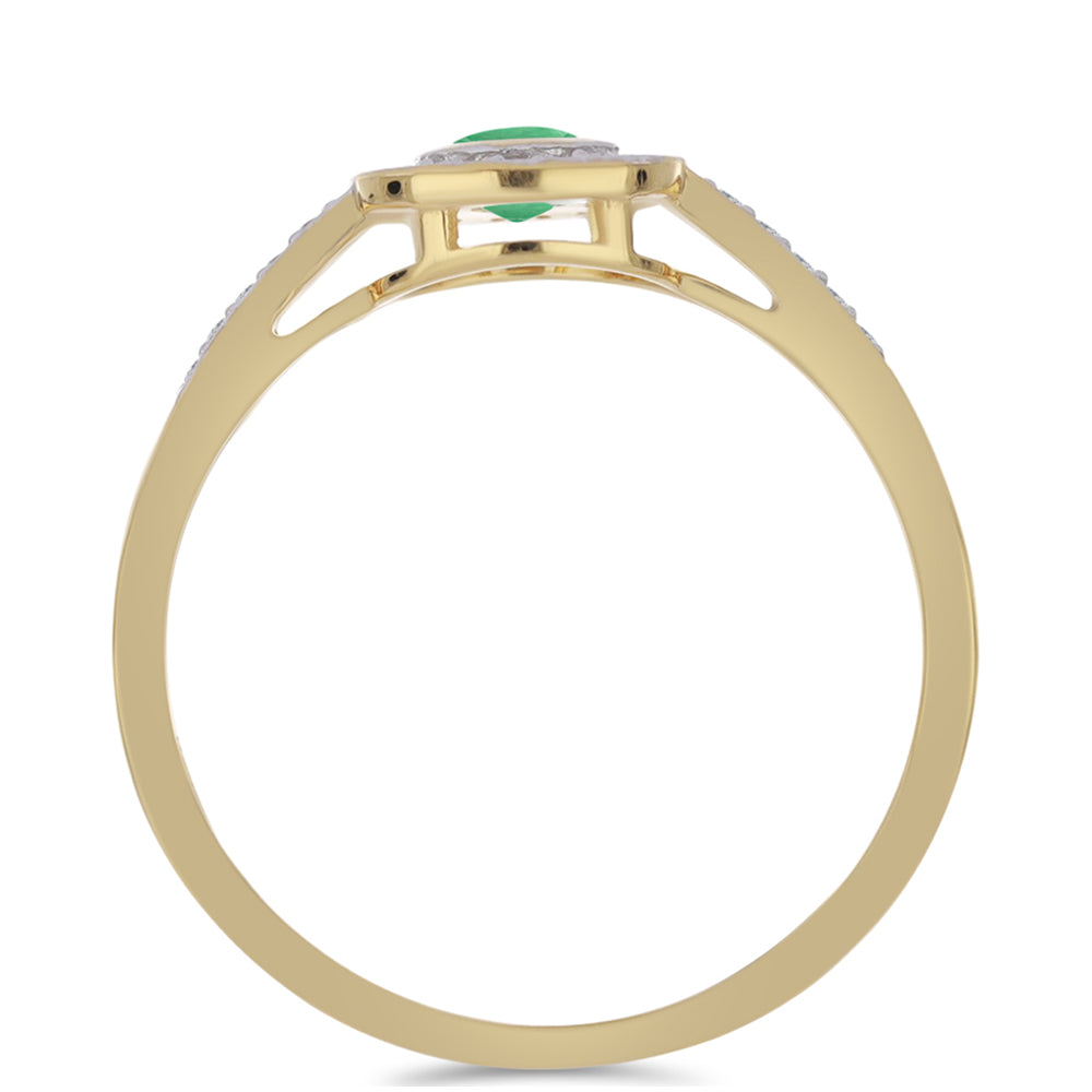 Anillo de Plata Bañada en Oro con Esmeralda de Brasil y Zircón Blanco 2 