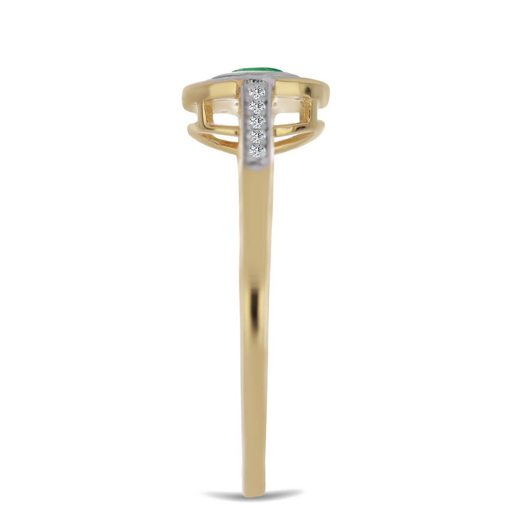 Anillo de Plata Bañada en Oro con Esmeralda de Brasil y Zircón Blanco 4 