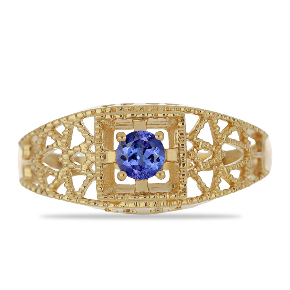 Anillo de Plata Bañada en Oro con Tanzanita 1 