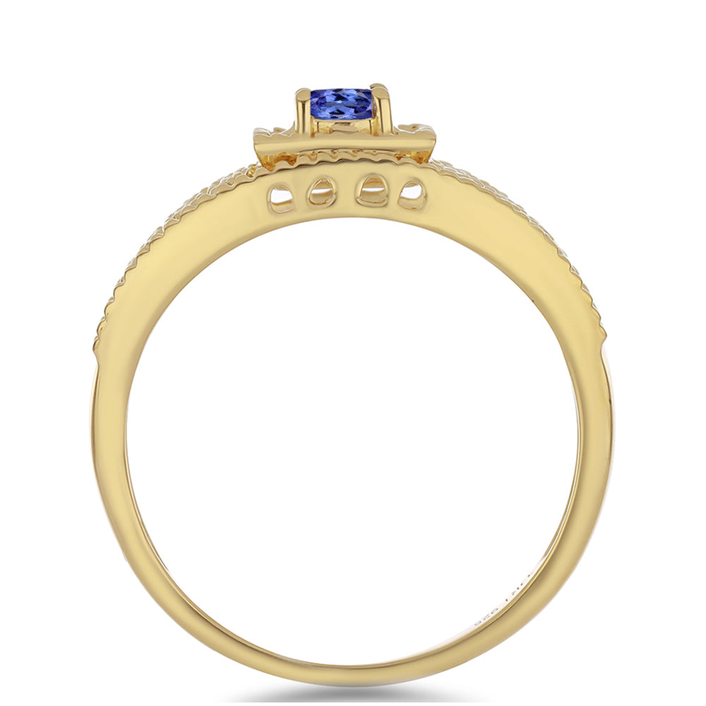 Anillo de Plata Bañada en Oro con Tanzanita 2 