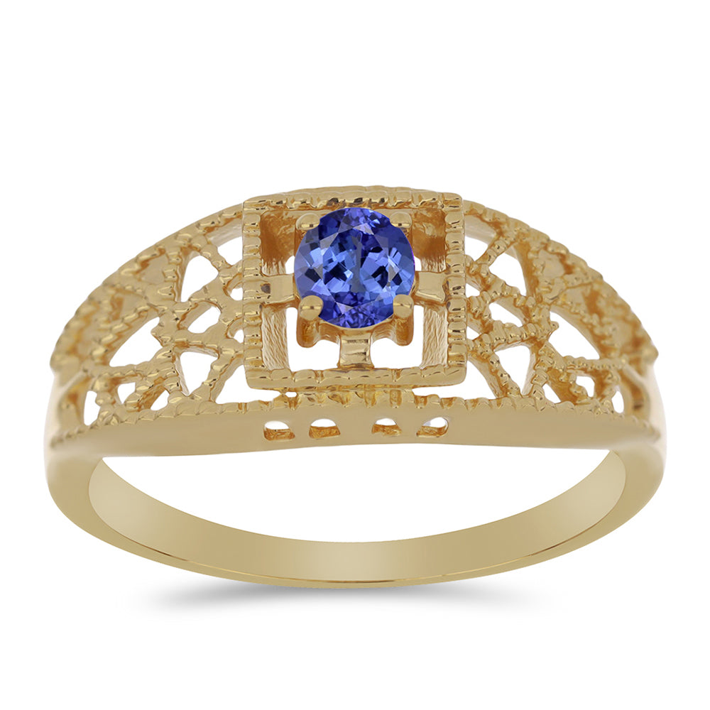 Anillo de Plata Bañada en Oro con Tanzanita 3 
