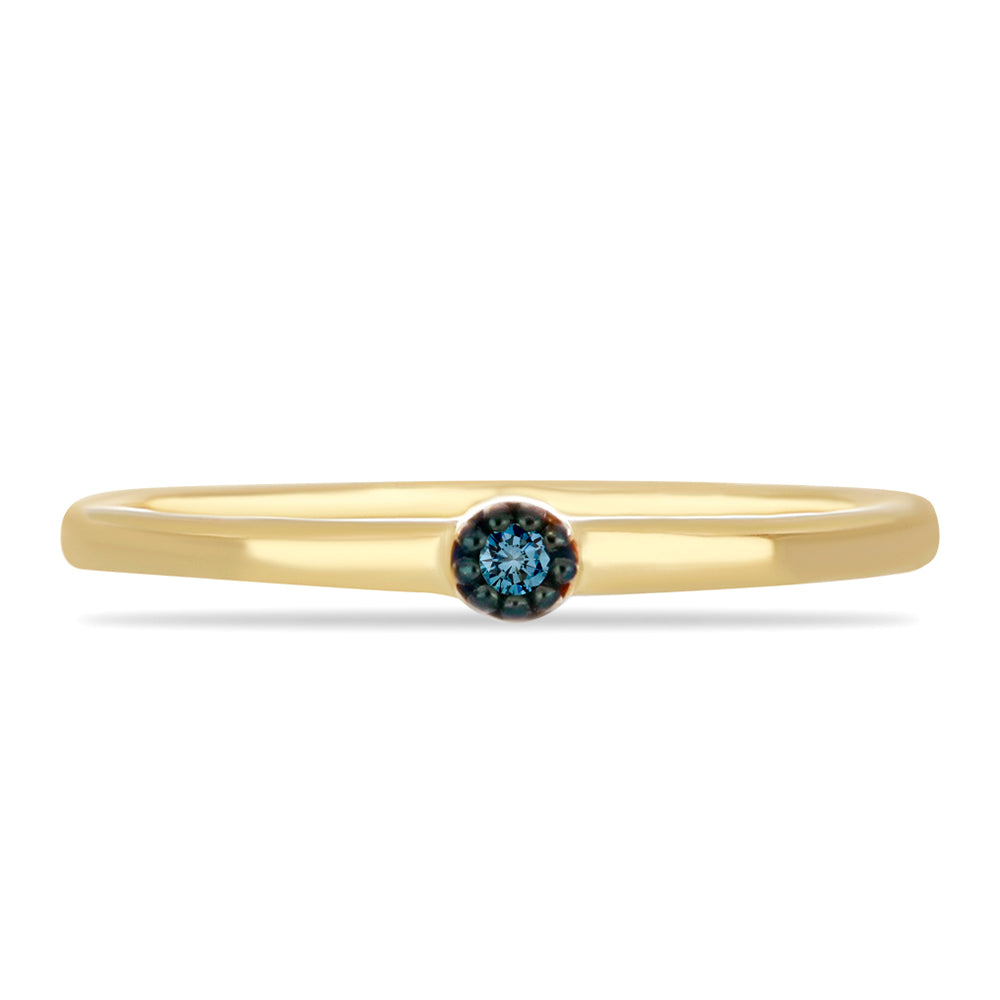 Anillo de Plata Bañada en Oro con Diamante Azul 1 