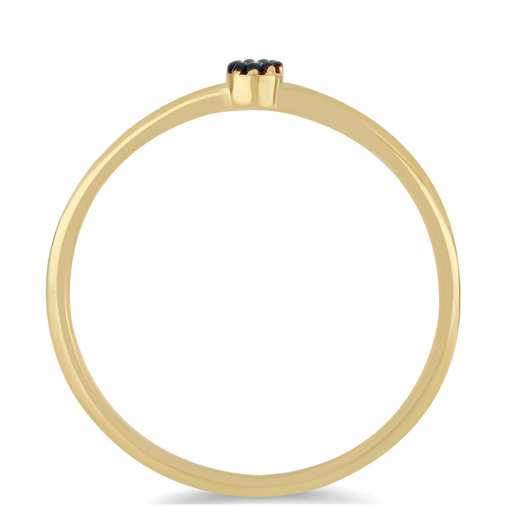 Anillo de Plata Bañada en Oro con Diamante Azul 2 