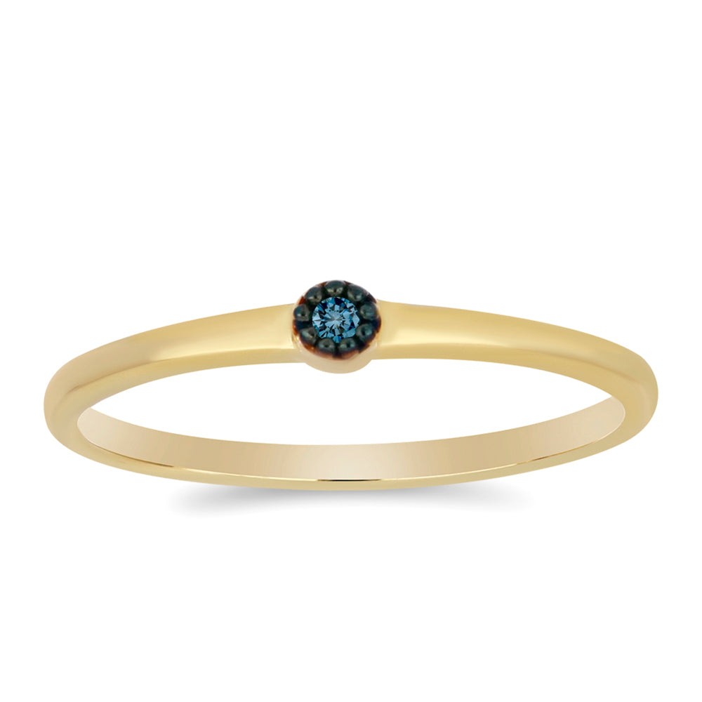 Anillo de Plata Bañada en Oro con Diamante Azul 3 
