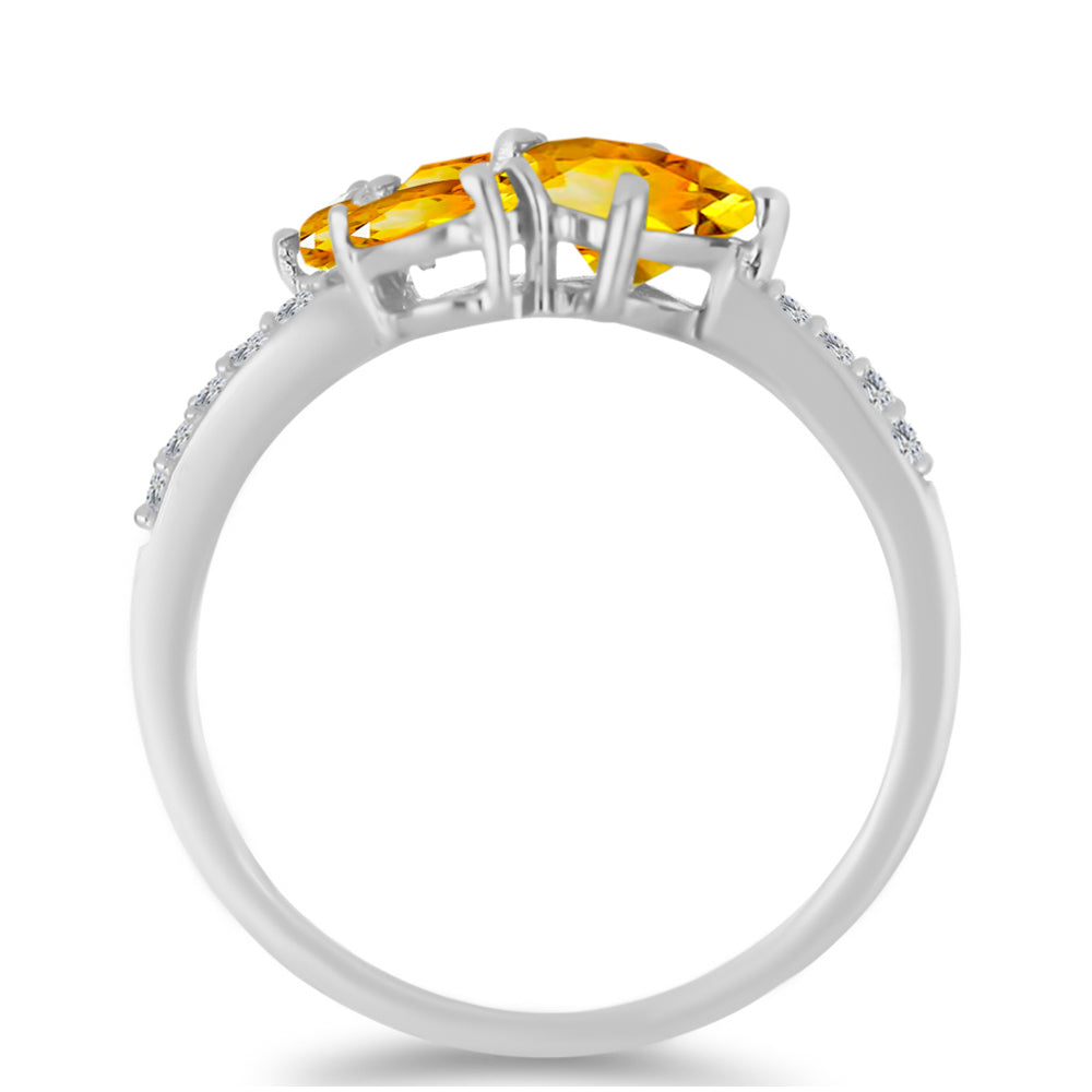 Anillo de Plata con Citrino de los Montes Urales y Topacio Blanco 2 