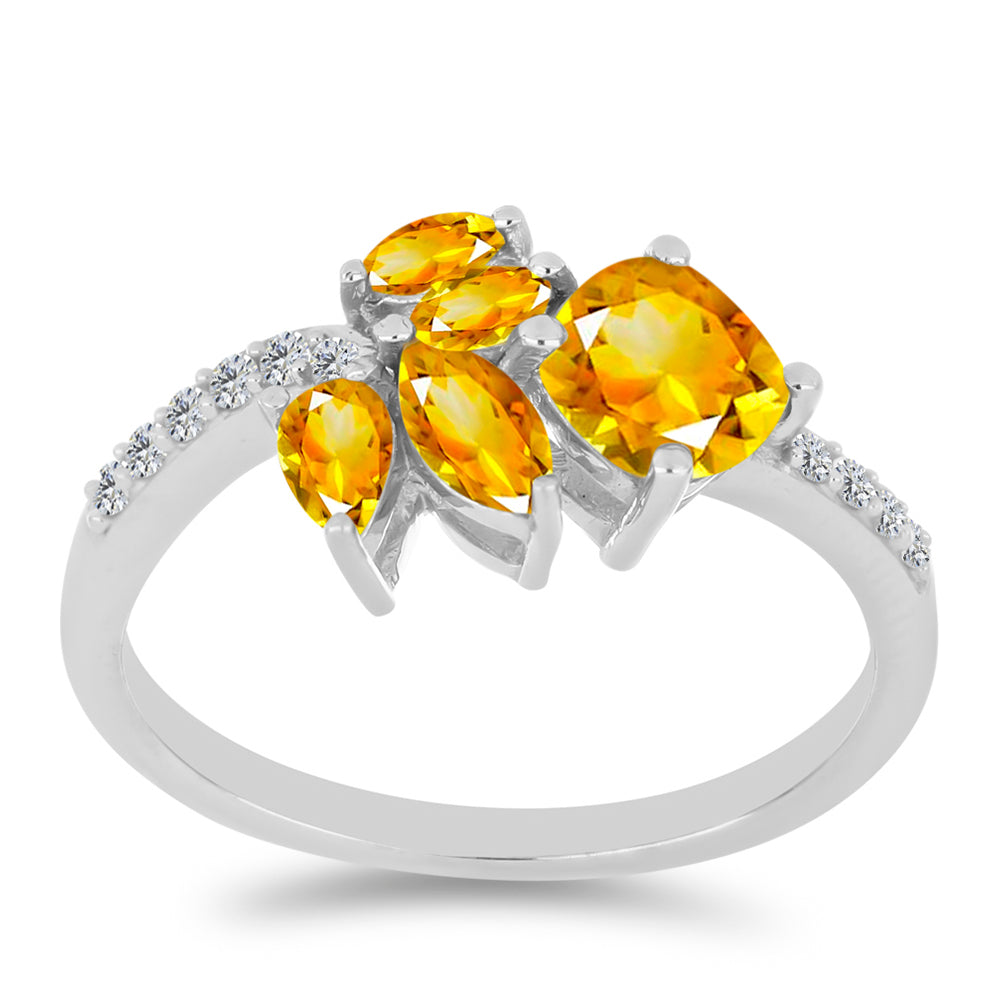 Anillo de Plata con Citrino de los Montes Urales y Topacio Blanco 3 