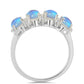 Anillo de Plata con Piedra Lunar Arco Iris y Zircón Blanco