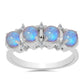 Anillo de Plata con Piedra Lunar Arco Iris y Zircón Blanco