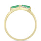Anillo de Plata Bañada en Oro con Esmeralda de Brasil y Zircón Blanco