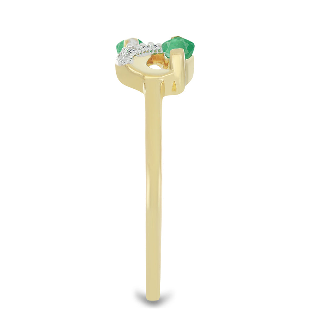 Anillo de Plata Bañada en Oro con Esmeralda de Brasil y Zircón Blanco 4 