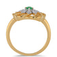 Anillo de Plata Bañada en Oro con Esmeralda de Brasil y Zircón Blanco