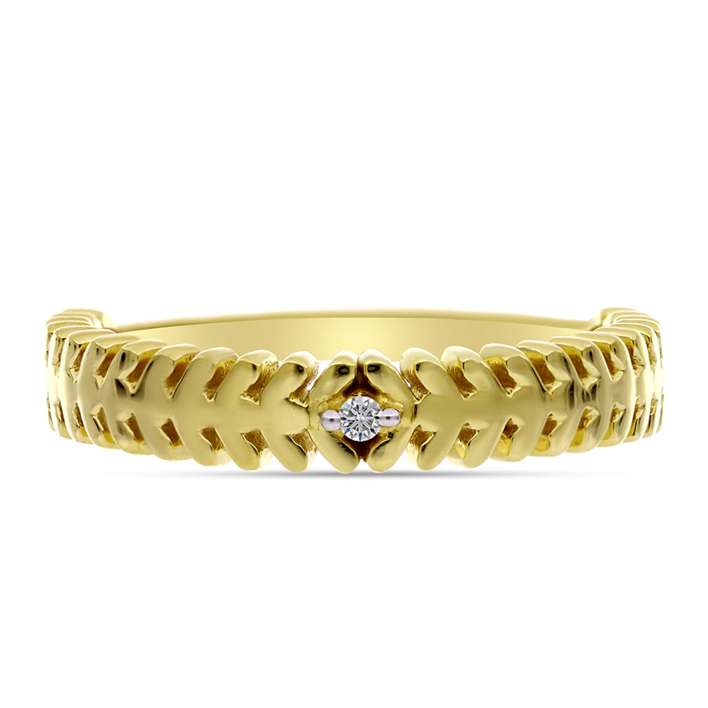 Anillo de Plata Bañada en Oro con Diamante blanco 1 