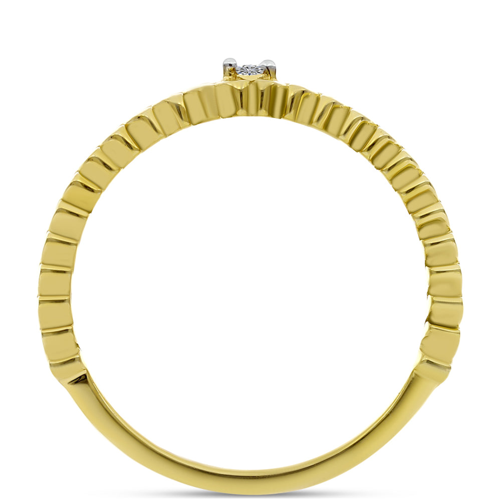 Anillo de Plata Bañada en Oro con Diamante blanco 2 
