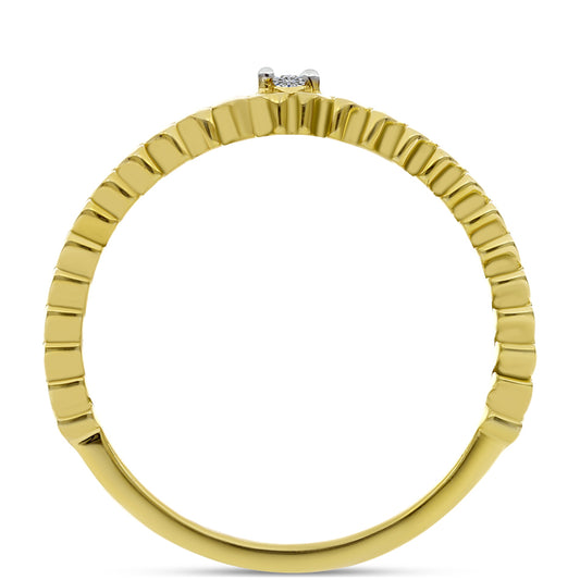 Anillo de Plata Bañada en Oro con Diamante blanco