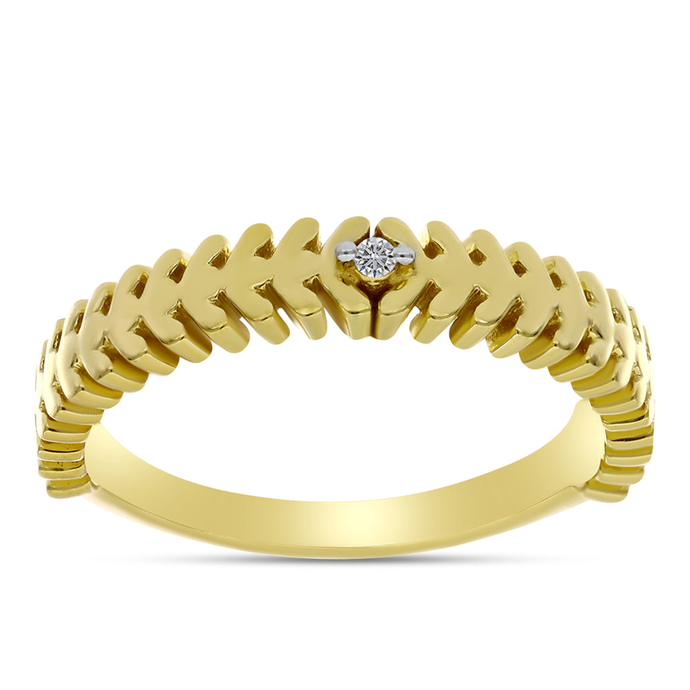 Anillo de Plata Bañada en Oro con Diamante blanco 3 