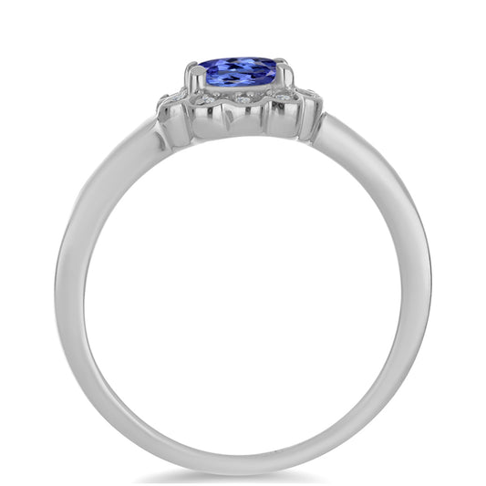Anillo de Plata con Tanzanita y Zircón blanco natural