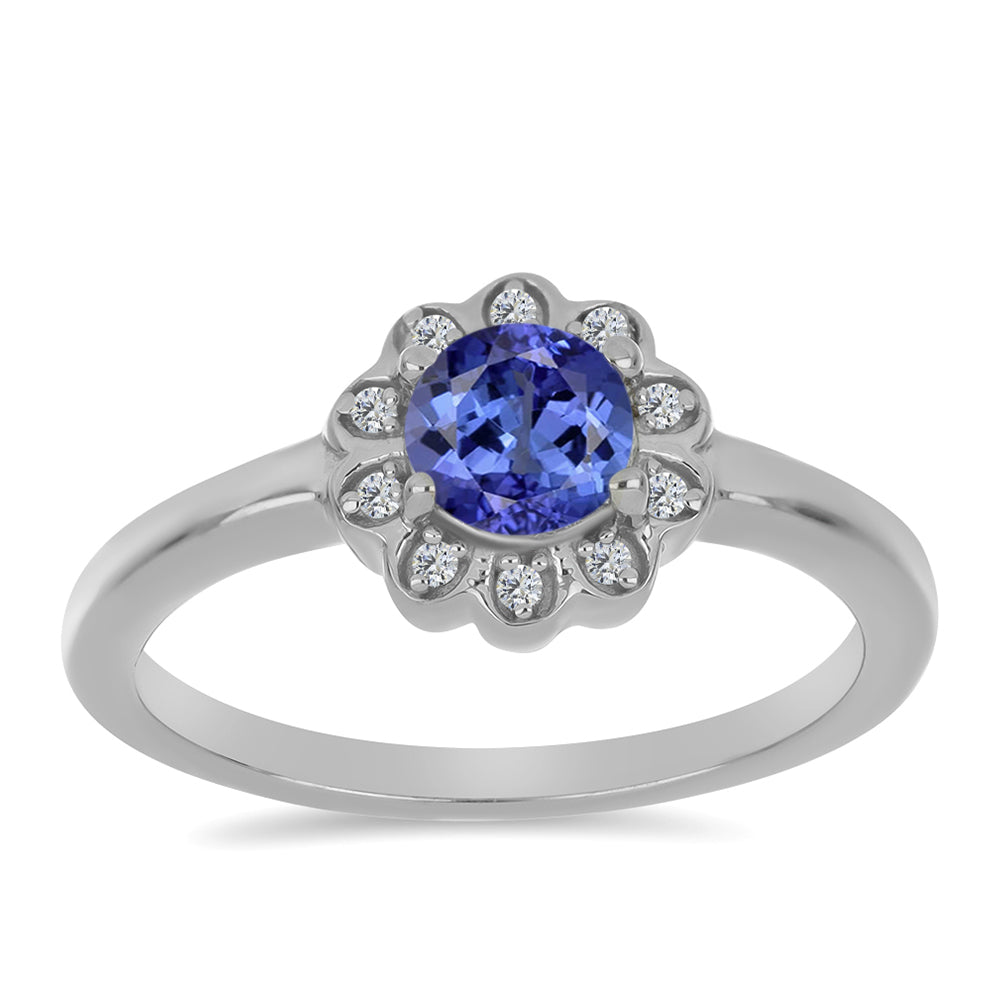 Anillo de Plata con Tanzanita y Zircón blanco natural 3 