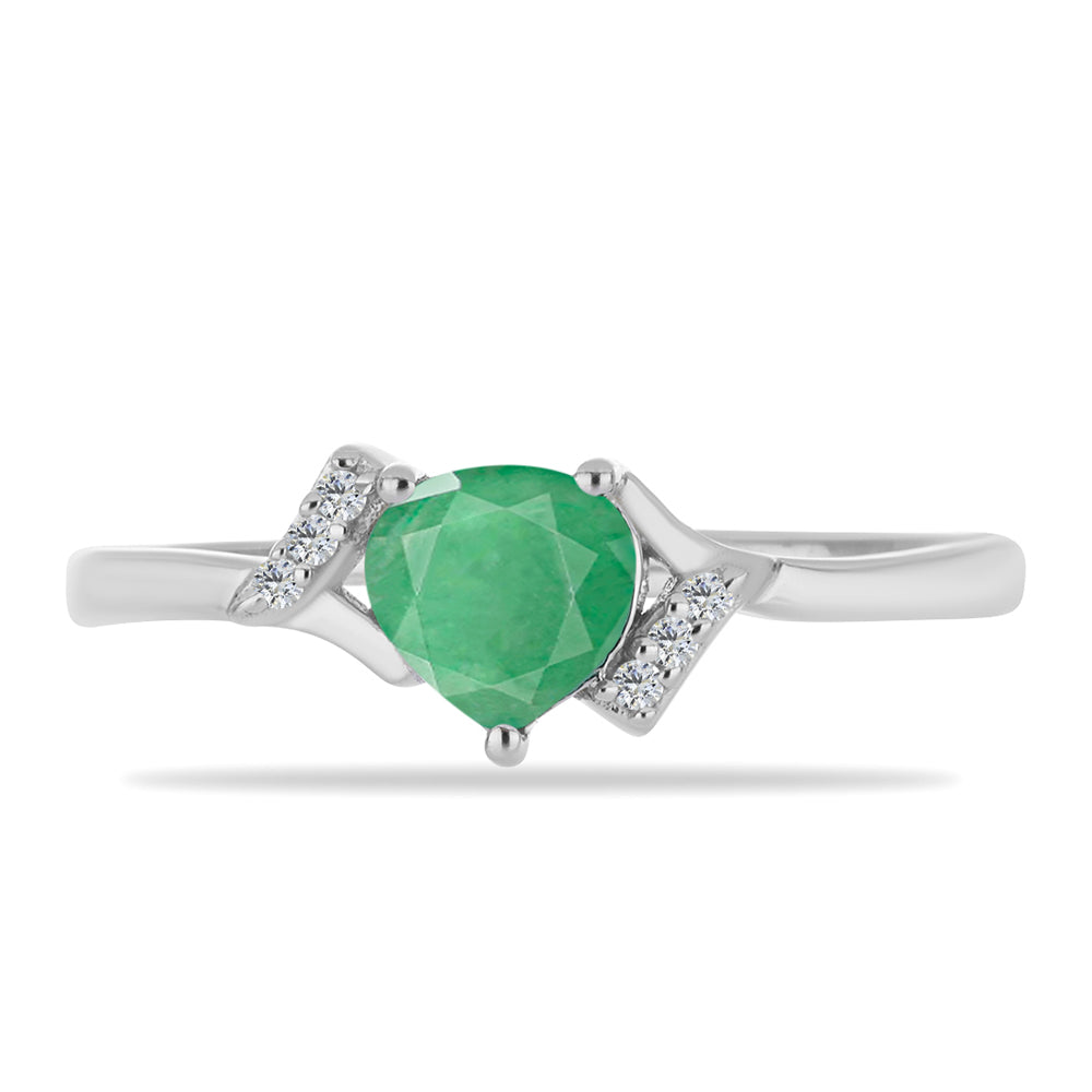 Anillo de Plata con Esmeralda de Brasil y Zircón Blanco 1 