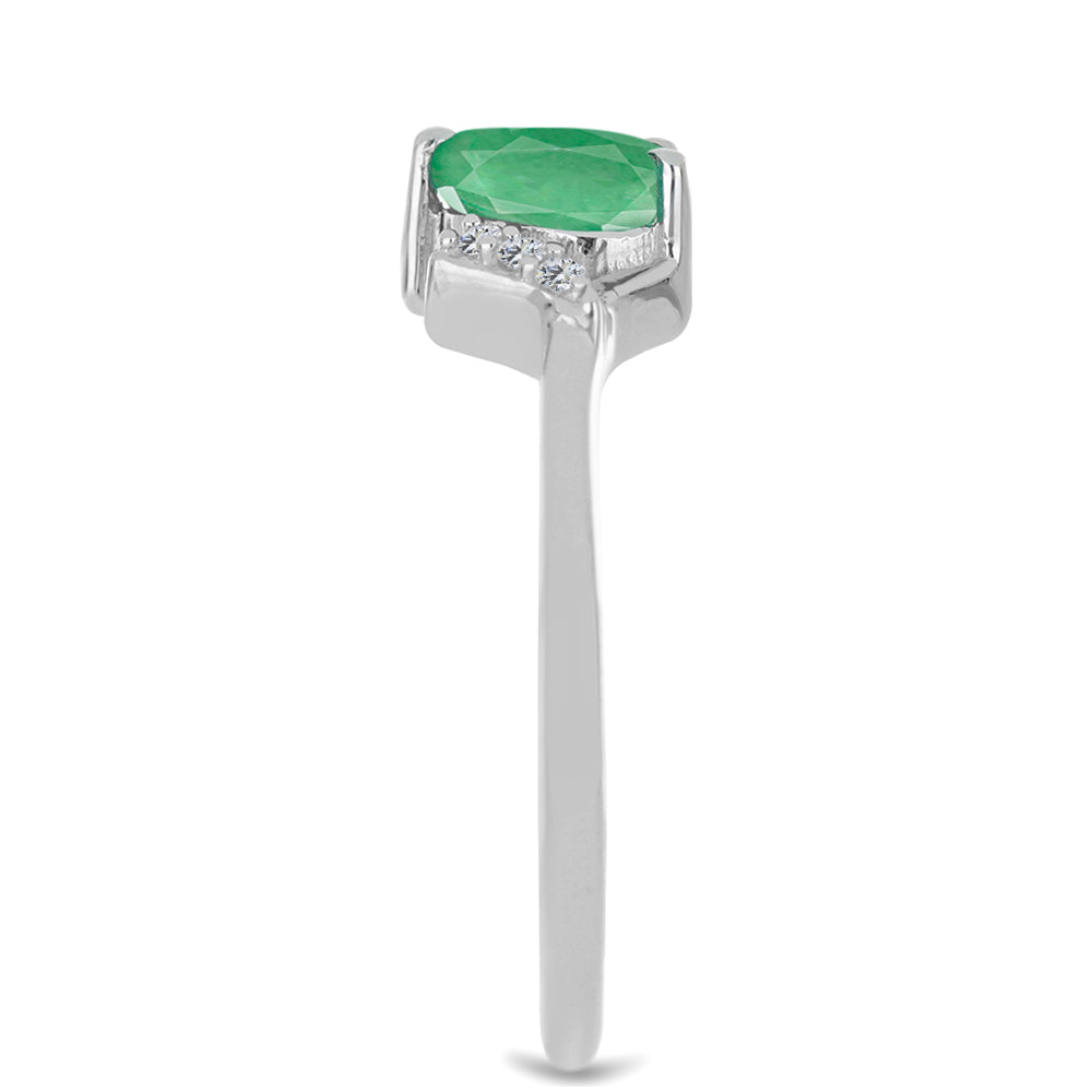 Anillo de Plata con Esmeralda de Brasil y Zircón Blanco