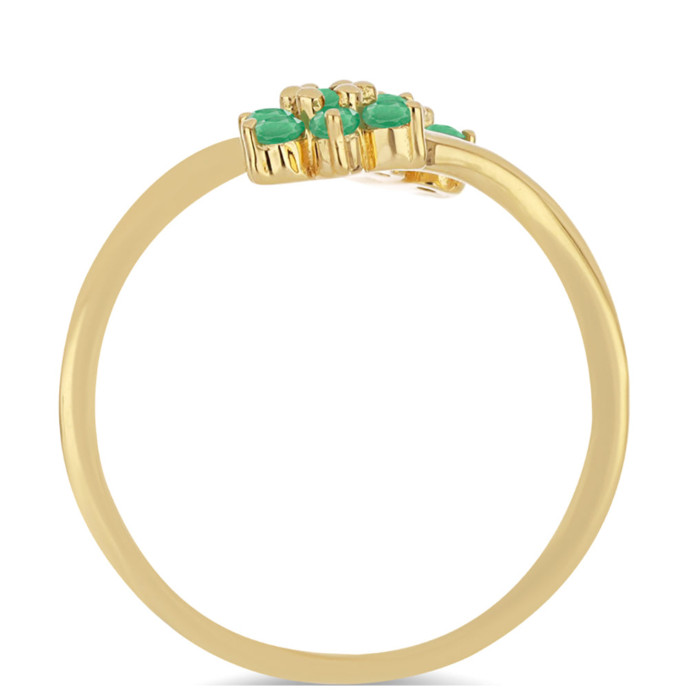 Anillo de Plata Bañada en Oro con Esmeralda de Brasil