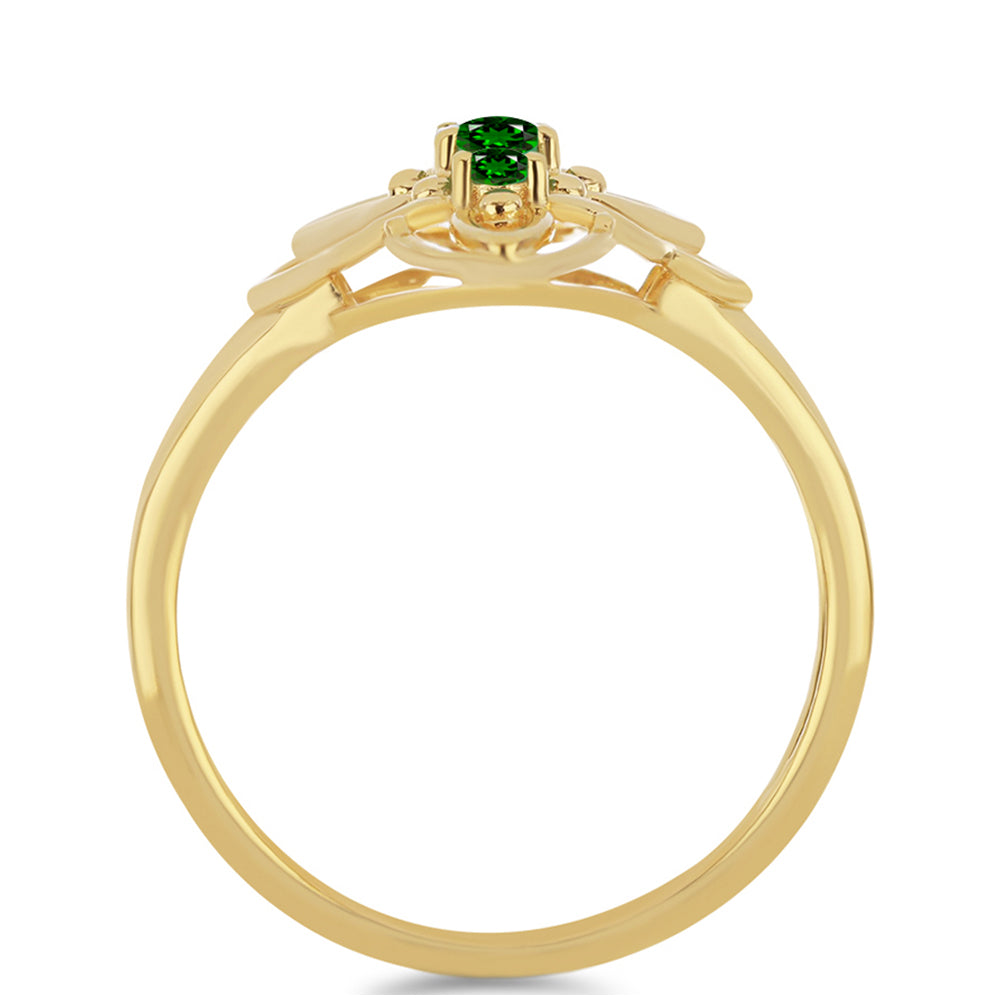 Anillo de Plata Bañada en Oro con Diópsido de Cromo 2 