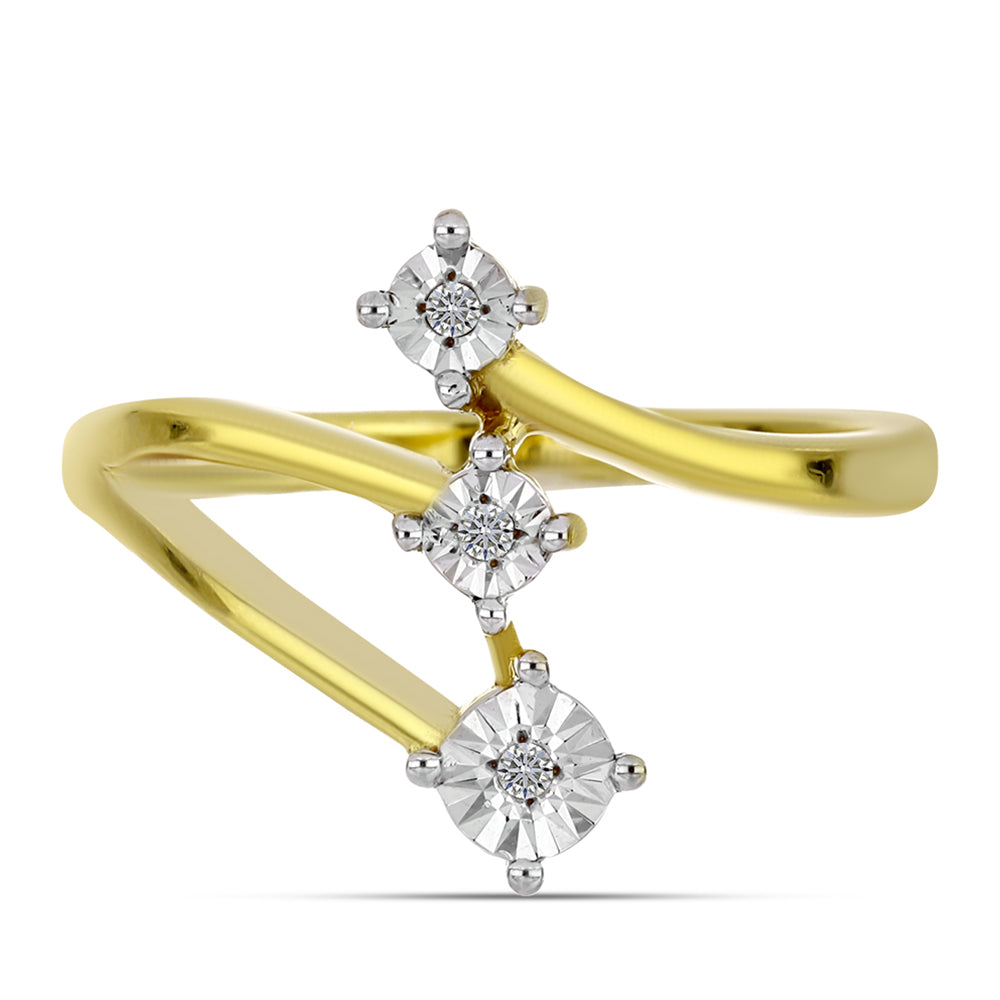 Anillo de Plata Bañada en Oro con Diamante blanco 1 