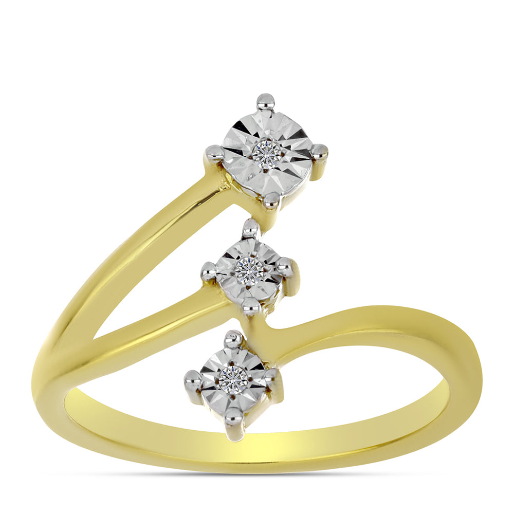 Anillo de Plata Bañada en Oro con Diamante blanco 3 
