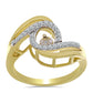 Anillo de Plata Bañada en Oro con Diamante blanco y Zircón Blanco