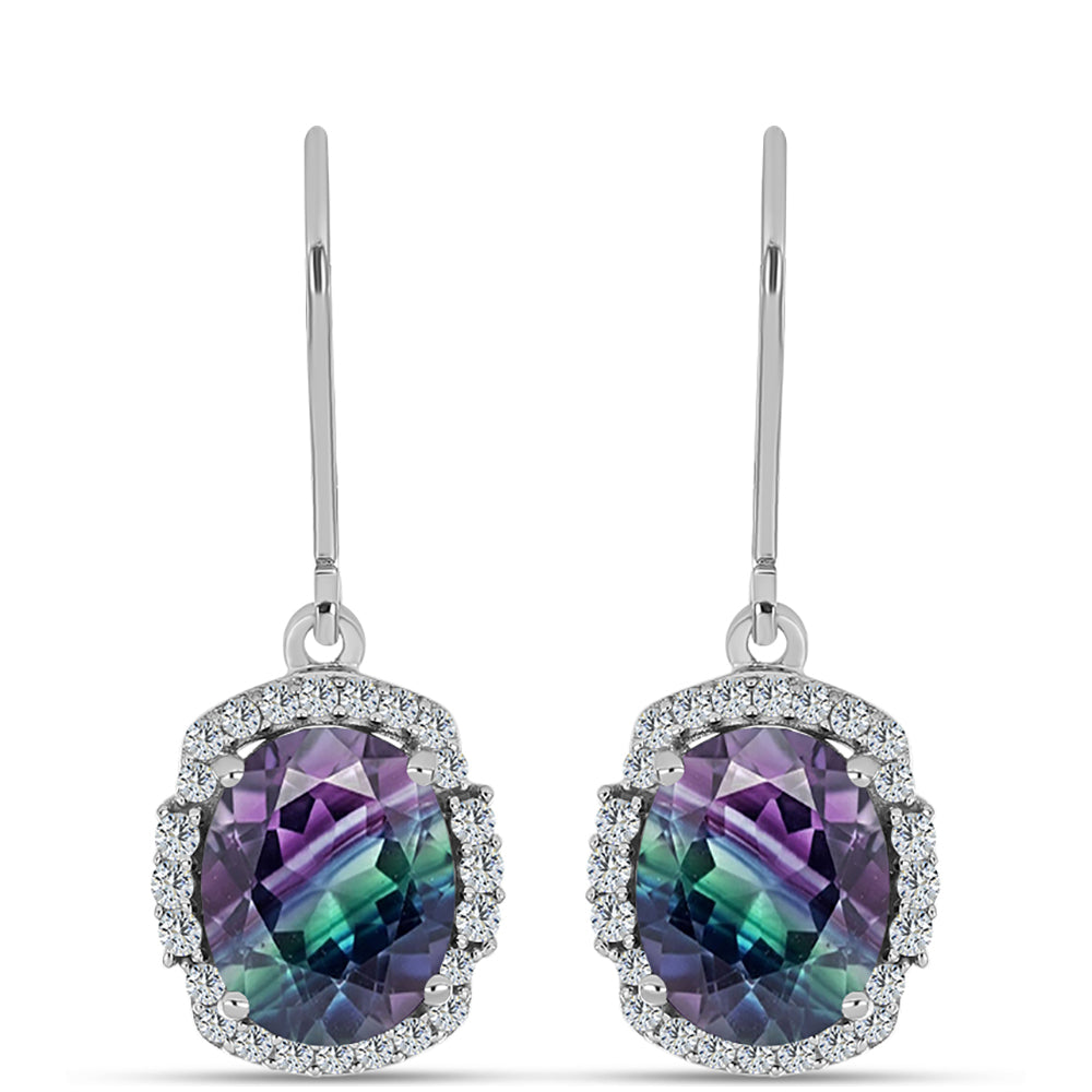 Pendientes de Plata con Fluorita cebra y Topacio Blanco 1 