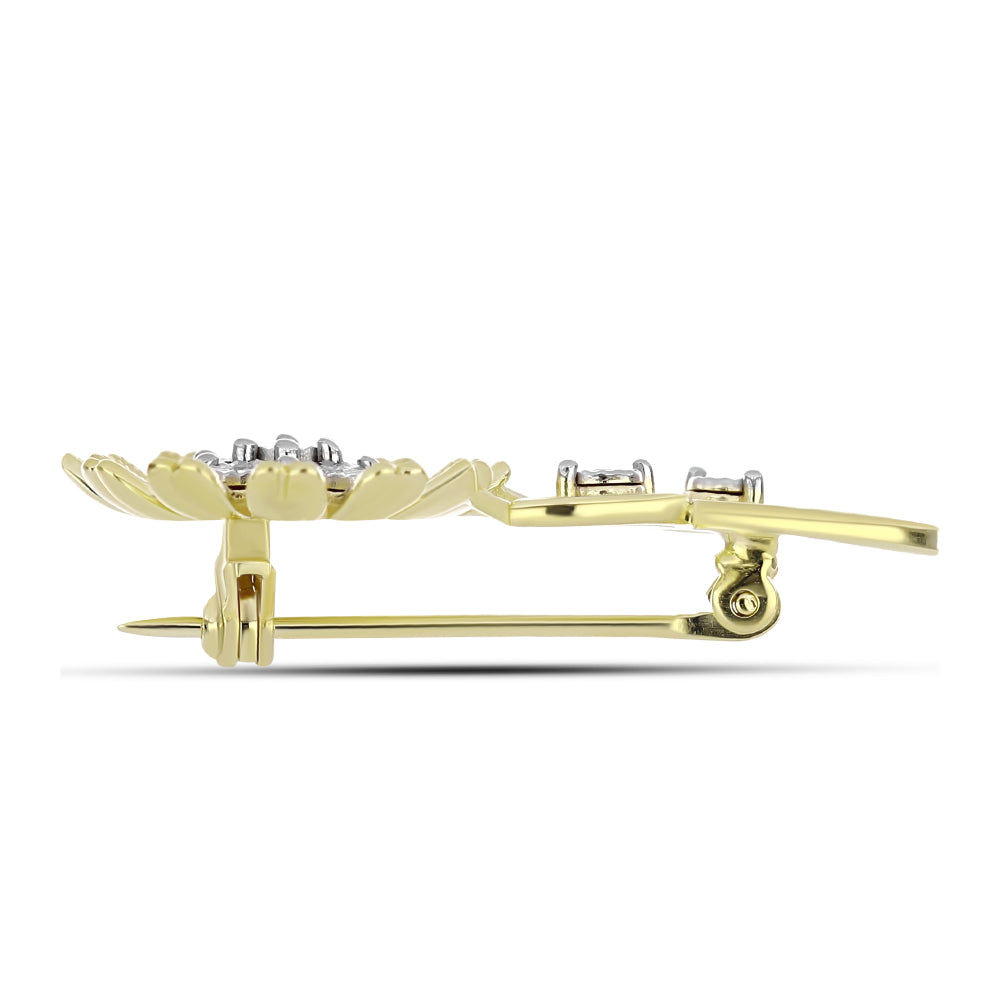 Broche de Plata Bañada en Oro con Diamante blanco 2 