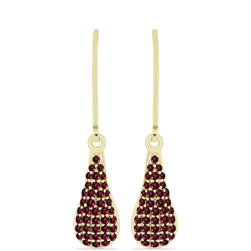 Pendientes de Plata Bañada en Oro con Granate Rodolita