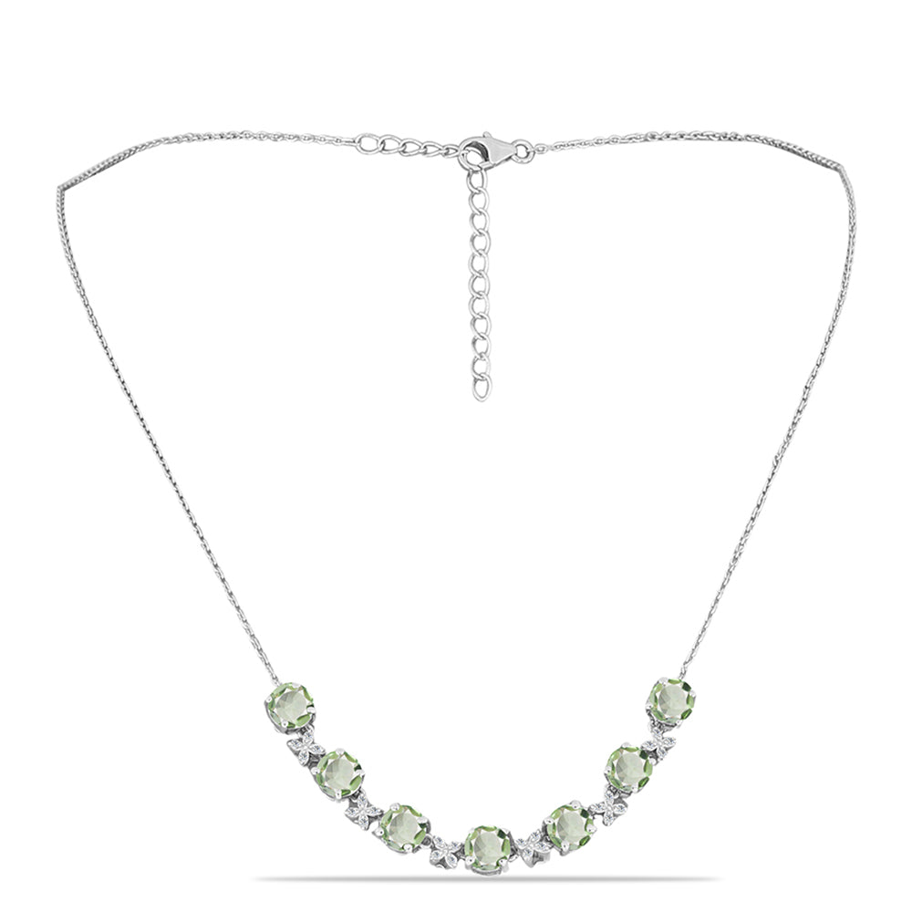 Collar de Plata con Amatista Verde y Topacio Blanco