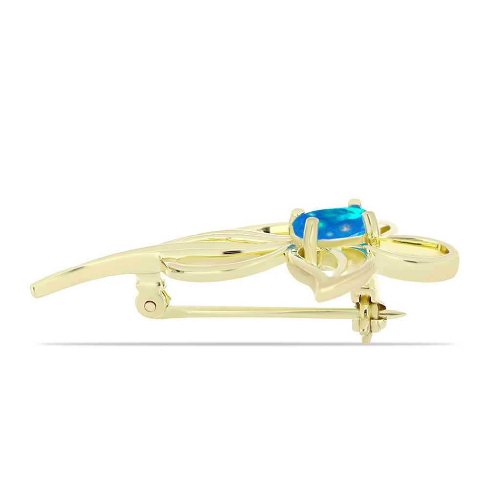 Broche de Plata Bañada en Oro con Ópalo Paraíso de Etiopia