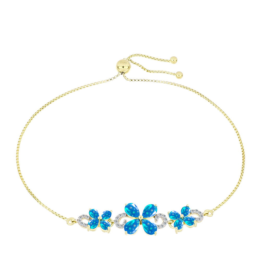 Pulsera de Plata Bañada en Oro con Ópalo Paraíso de Etiopia y Topacio Blanco 1 