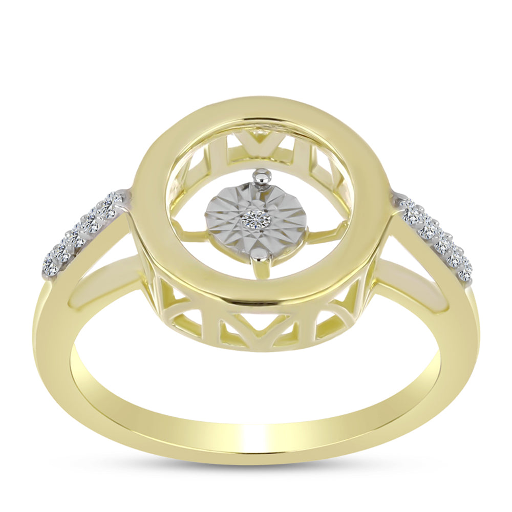 Anillo de Plata Bañada en Oro con Diamante blanco y Topacio Blanco