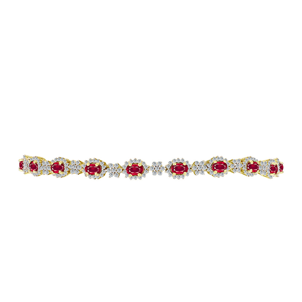 Pulsera de Plata Bañada en Oro con Rubí de Madagascar y Topacio Blanco 2 