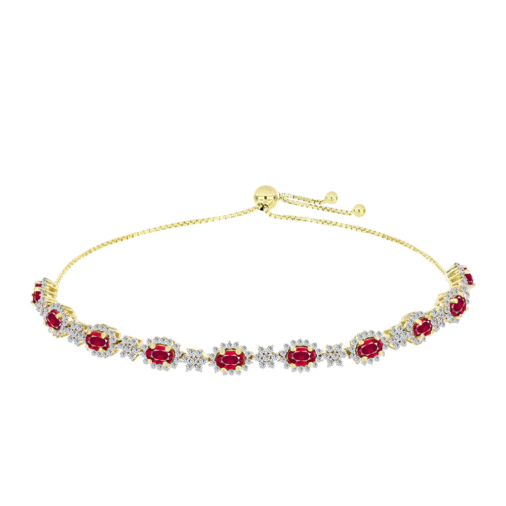 Pulsera de Plata Bañada en Oro con Rubí de Madagascar y Topacio Blanco 1 