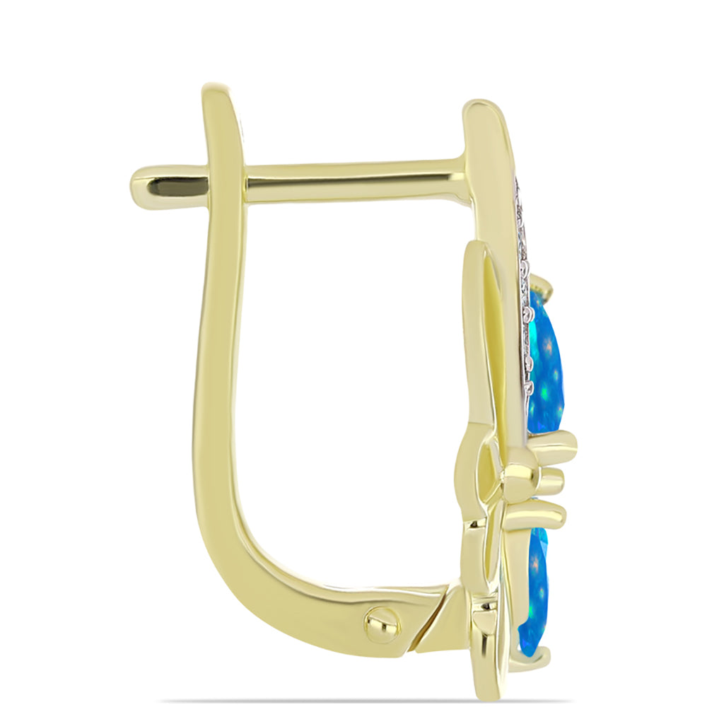 Pendientes de Plata Bañada en Oro con Ópalo Paraíso de Etiopia y Topacio Blanco