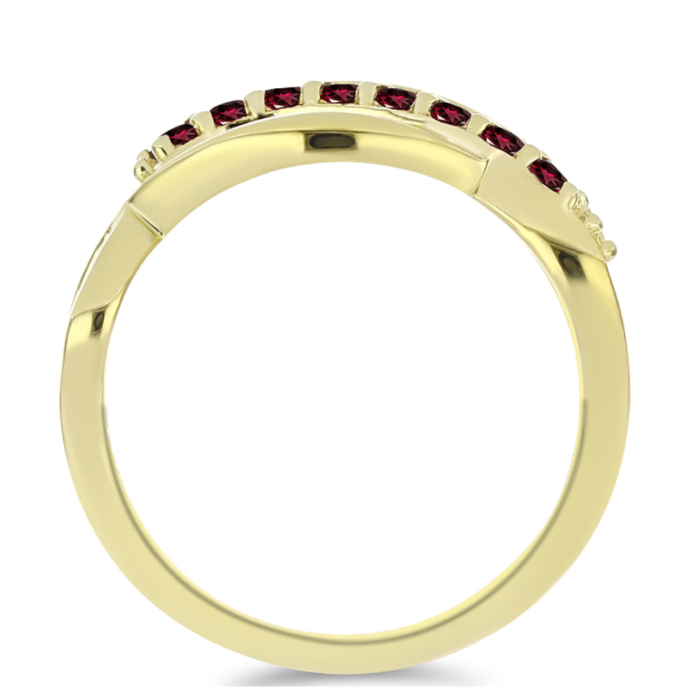 Anillo de Plata Bañada en Oro con Granate Rodolita