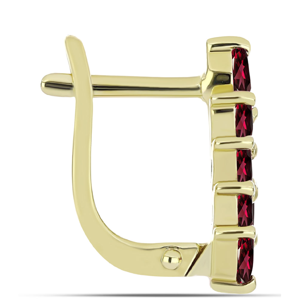 Pendientes de Plata Bañada en Oro con Granate Rodolita