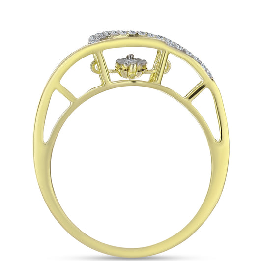 Anillo de Plata Bañada en Oro con Diamante blanco y Topacio Blanco