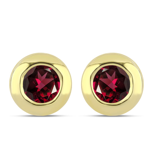 Pendientes de Plata Bañada en Oro con Granate Rodolita