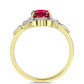 Anillo de Plata Bañada en Oro con Rubí de Madagascar y Topacio Blanco