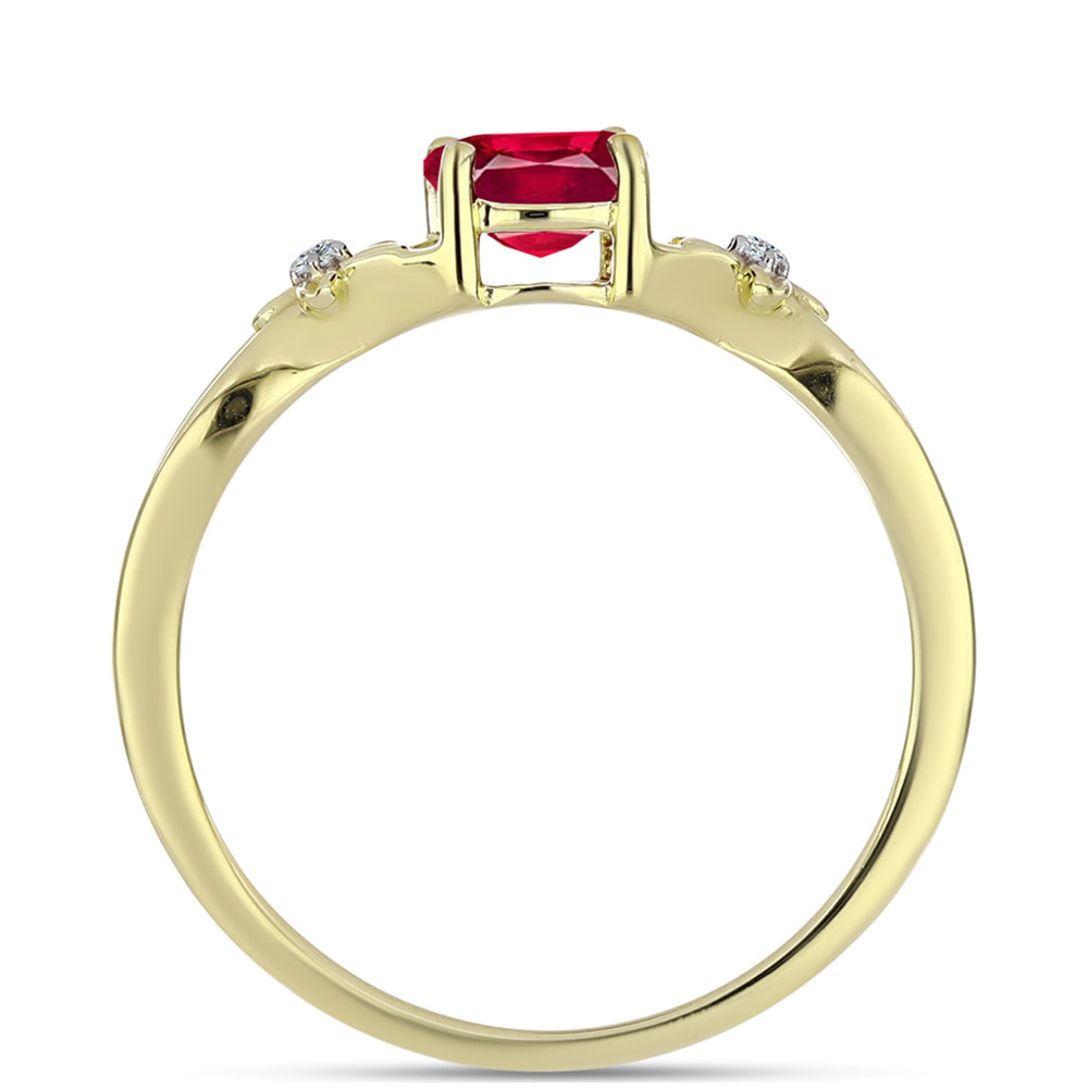 Anillo de Plata Bañada en Oro con Rubí de Madagascar y Topacio Blanco 2 