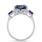 Anillo de Plata con Fluorita cebra y Amatista de Marruecos