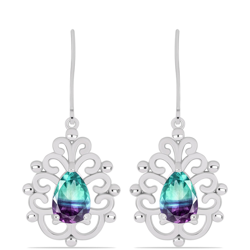 Pendientes de Plata con Fluorita cebra